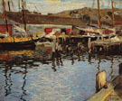 The Harbor and Dock - Edward Henry Potthast reproduction oil painting