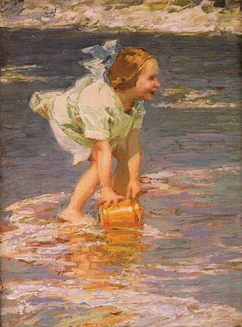 Little Girl in Green - Edward Henry Potthast reproduction oil painting