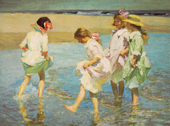 Children on the Beach - Edward Henry Potthast reproduction oil painting