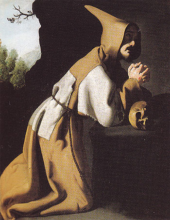Saint Francis in Prayer c1638 - Franciso De Zurbaran reproduction oil painting