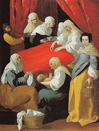The Birth of the Virgin c1627 - Franciso De Zurbaran reproduction oil painting