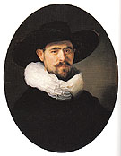 Portrait of a Bearded Man in a Wide Brimmed Hat 1633 - Rembrandt Van Rijn reproduction oil painting