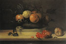 Bowl of Lemons and Oranges on a Box of Wood Shavings and Pomegranates - Louise Moillon