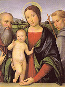 Madonna and Child with Saints Jerome and Francis - Francesco Raibolini reproduction oil painting