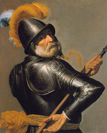 Man in Armor Holding a Pike - Jan van Bylert reproduction oil painting