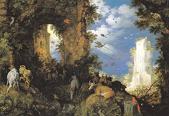 Landscape with Ruins and Animals 1624 - Roelandt Savery reproduction oil painting
