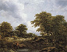 Woody Landscape with a Pool and Figures - Jacob van Ruisdael