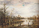 Winter Scene with Figures Playing Golf - Aert va der Neer