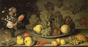 Still Life with Fruits and Flowers - Balthasar van der Ast reproduction oil painting