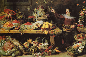 Still Life with Fruit and Vegetables c1585 - Frans Snyders reproduction oil painting