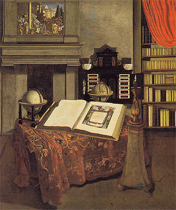 Library Interior with Still Life c1711 - Jan van der Heyden reproduction oil painting
