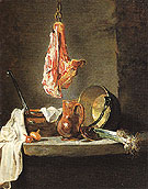 Still Life with Cooking Utensils c1728 - Jean Simeon Chardin reproduction oil painting
