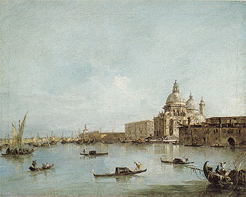 View of the Santa Maria Della Salute with the Dogana di mare - Francesco Guardi reproduction oil painting