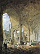 The Cloister of the Augustinian Nuns - Hubert Robert reproduction oil painting