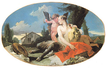 Female Satyr with House Child and a Putto c1740 - Giovanni Barrista Tiepolo reproduction oil painting