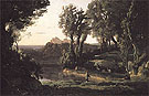 Site in Italy with the Church at Ariccia 1839 - Jean-baptiste Corot reproduction oil painting