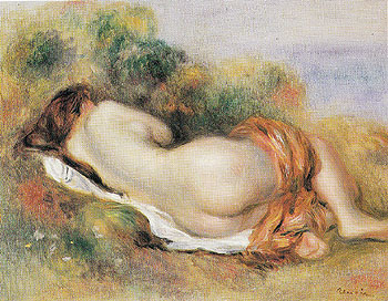 Reclining Nude c1890 - Pierre Auguste Renoir reproduction oil painting