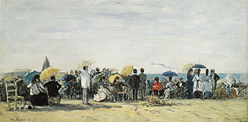 The Beach at Trouville 1873 - Eugene Boudin reproduction oil painting