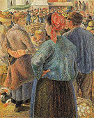 The Poultry Market at Pontoise 1882 - Camille Pissarro reproduction oil painting