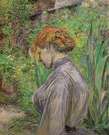 Red Headed Woman in the Garden of Monsieur Foret 1889 - Henri De Toulouse-lautrec reproduction oil painting