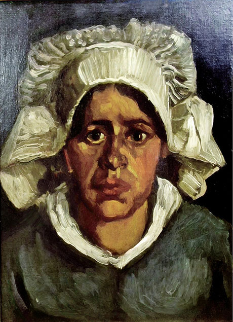 Head of A Peasant Woman in White Bonnet 1885 - Vincent van Gogh reproduction oil painting