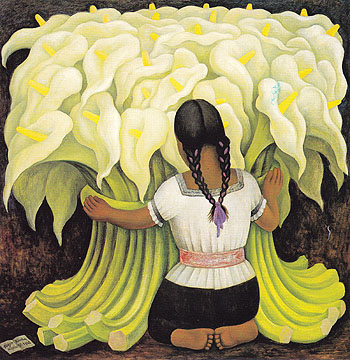 The Flowers Vendor 1941 - Diego Rivera reproduction oil painting