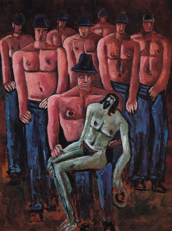 Christ Held by Half Naked Men c1940 - Marsden Hartley reproduction oil painting