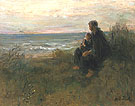 Anxiously Waiting - Jozef Israels reproduction oil painting