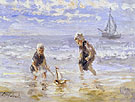 Children and the Sea - Jozef Israels reproduction oil painting