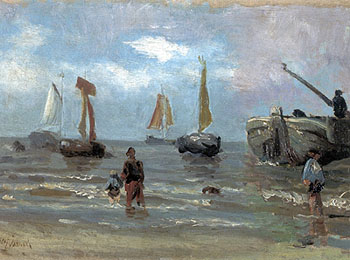 Return of the Fisherboats - Jozef Israels reproduction oil painting