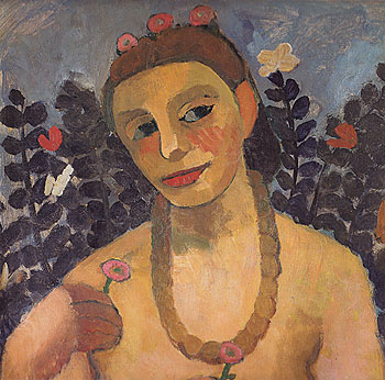 Self Portrait with Amber Necklace 1906 - Paula Modersohn-Becker reproduction oil painting