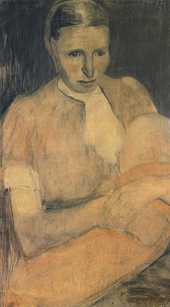 Peasant Woman Nursing Her Baby 1898 - Paula Modersohn-Becker reproduction oil painting