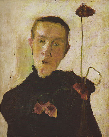 Woman with Poppy c1898 - Paula Modersohn-Becker reproduction oil painting