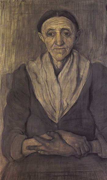Old Woman Sitting with Her Hands in Her Lap c1899 - Paula Modersohn-Becker reproduction oil painting