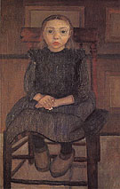 Worpswede Peasant Girl on a Stool 1905 - Paula Modersohn-Becker reproduction oil painting