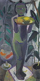 Nude Girl with Goldfish Bowl c1906 - Paula Modersohn-Becker reproduction oil painting