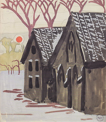 Landscape with Orange Sun 1916 - Charles Burchfield reproduction oil painting