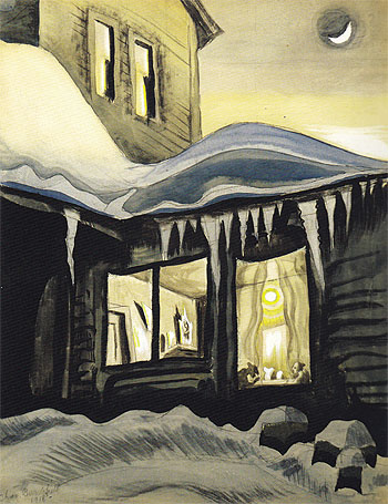 New Moon in January 1918 - Charles Burchfield reproduction oil painting