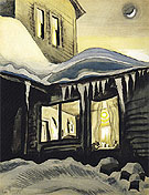 New Moon in January 1918 - Charles Burchfield reproduction oil painting