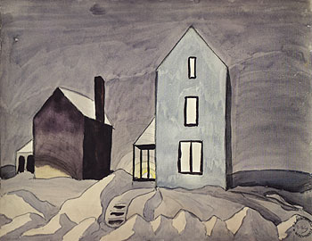 Two Houses c1920 - Charles Burchfield reproduction oil painting