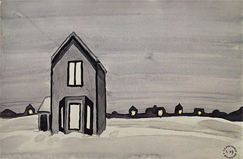 Gray House c1920 - Charles Burchfield reproduction oil painting