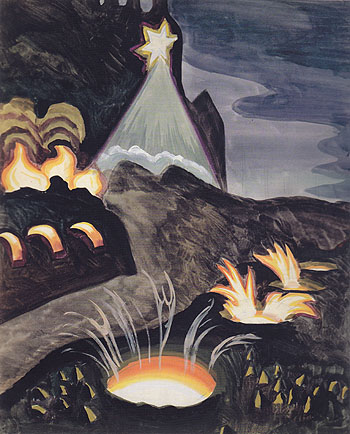 Star and Fires c1920 - Charles Burchfield reproduction oil painting