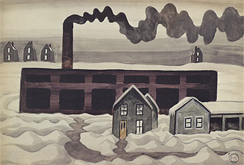 Factory and Houses 1920 - Charles Burchfield reproduction oil painting