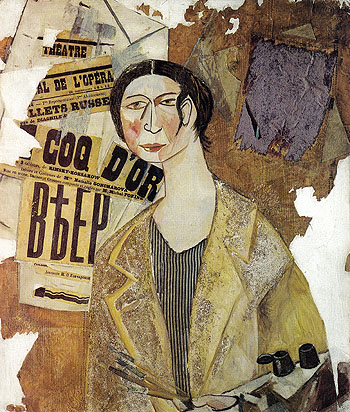 Portrait of Natalia Goncharova 1915 - Natalia Gontcharova reproduction oil painting
