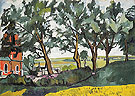 Landscape with a Red Church 1907 - Natalia Gontcharova reproduction oil painting