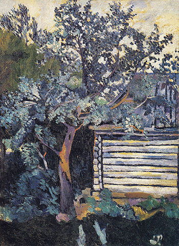 Trees and a Peasant Hut 1907 - Natalia Gontcharova reproduction oil painting