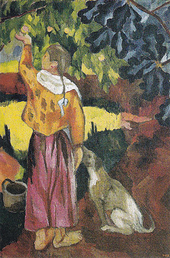 Picking Fruit Volet of a Polyptych 1908 A - Natalia Gontcharova reproduction oil painting