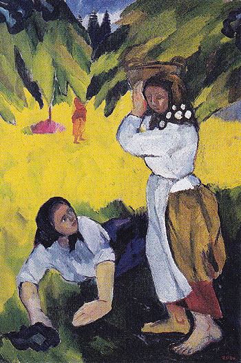 Picking Fruit Volet of a Polyptych 1908 D - Natalia Gontcharova reproduction oil painting