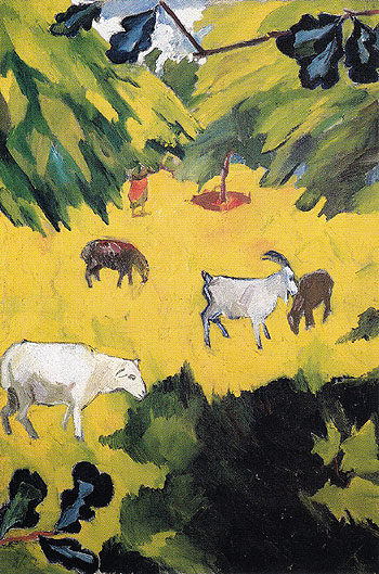 Landscape with Goats 1908 - Natalia Gontcharova reproduction oil painting