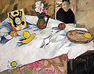 Still Life with a Portrait and a White Tablecloth c1908 - Natalia Gontcharova